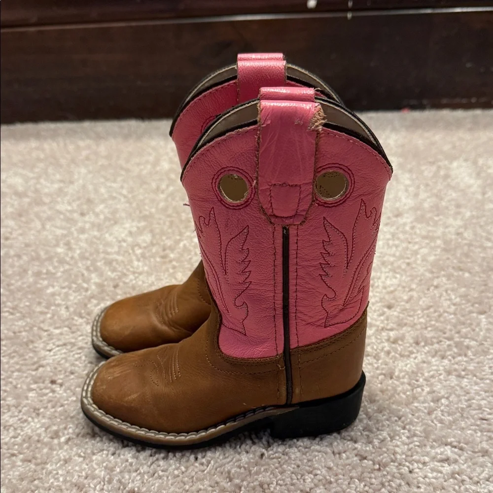 Old West Pink Toddler Girls Square Toe Cowboy Western Boots - Picture 3 of 9